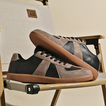 Chaussures sport rétro en cuir de porc et toile japonaise , style décontracté