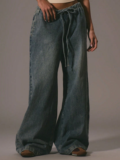 Pantalon en denim à cordon