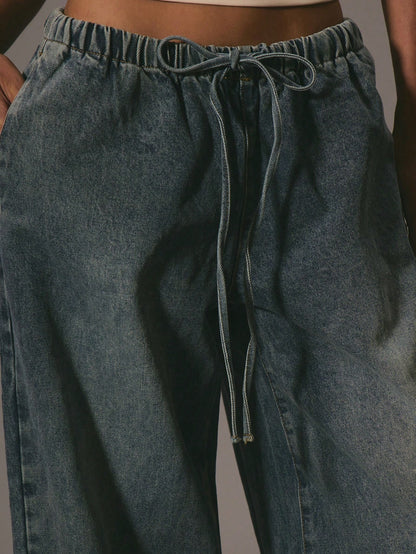 Pantalon en denim à cordon