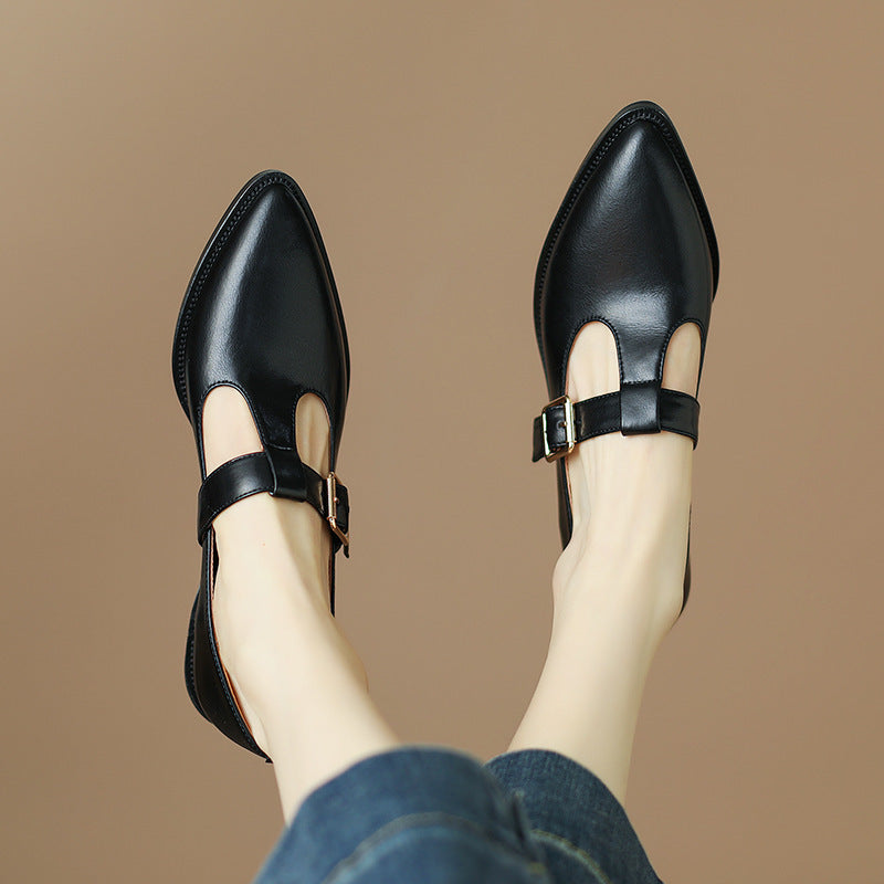 Chaussures britanniques en cuir souple à talons épais