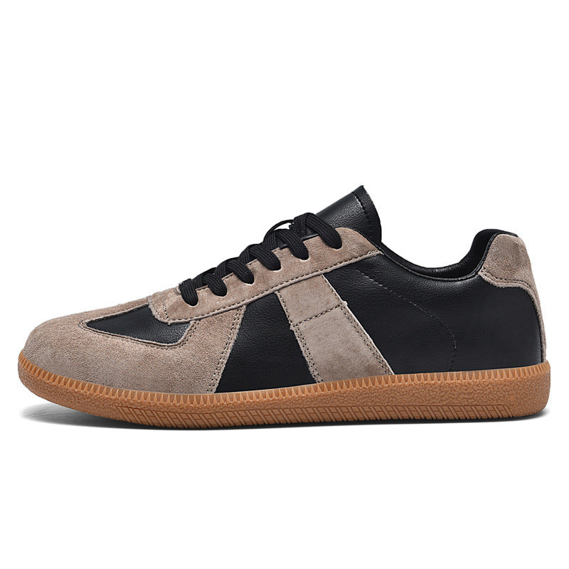 Chaussures sport rétro en cuir de porc et toile japonaise , style décontracté