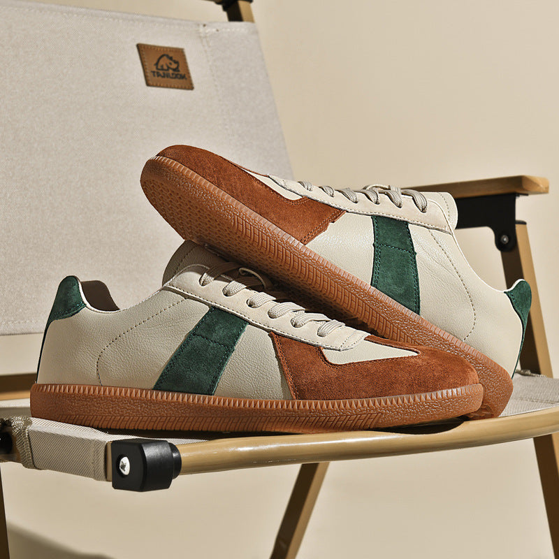 Chaussures sport rétro en cuir de porc et toile japonaise , style décontracté