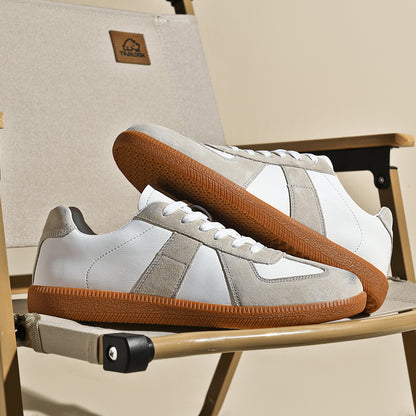 Chaussures sport rétro en cuir de porc et toile japonaise , style décontracté
