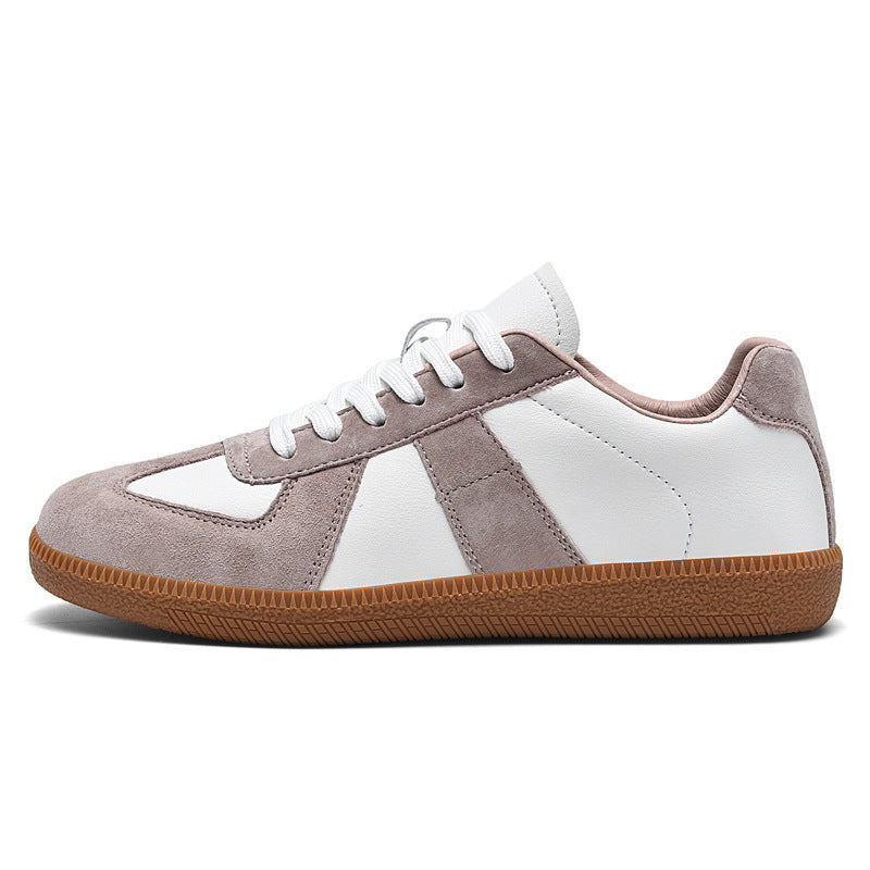 Chaussures sport rétro en cuir de porc et toile japonaise , style décontracté