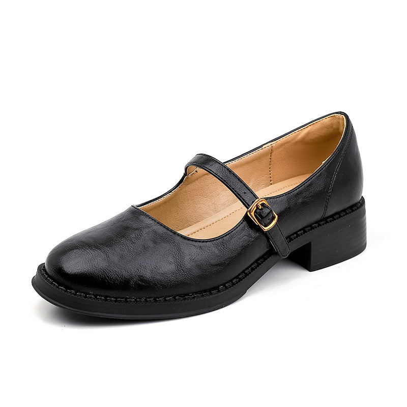 Chaussures en cuir noir à semelles épaisses et talons hauts