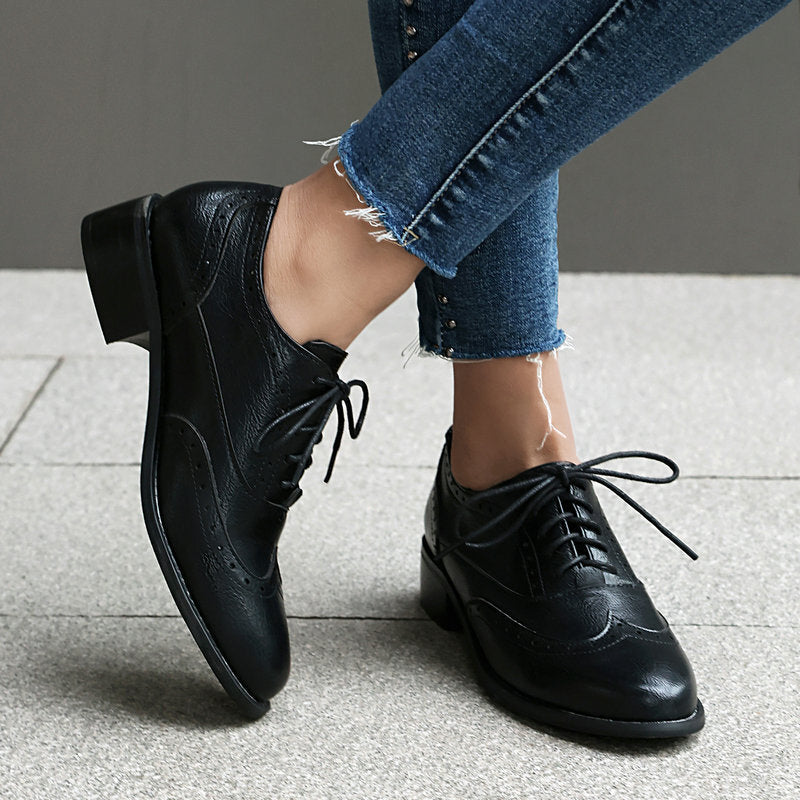 Chaussures rétro britanniques Oxford décontractées à lacets