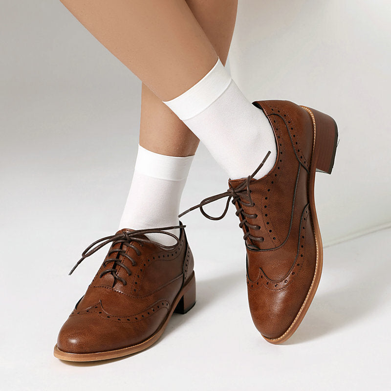 Chaussures rétro britanniques Oxford décontractées à lacets