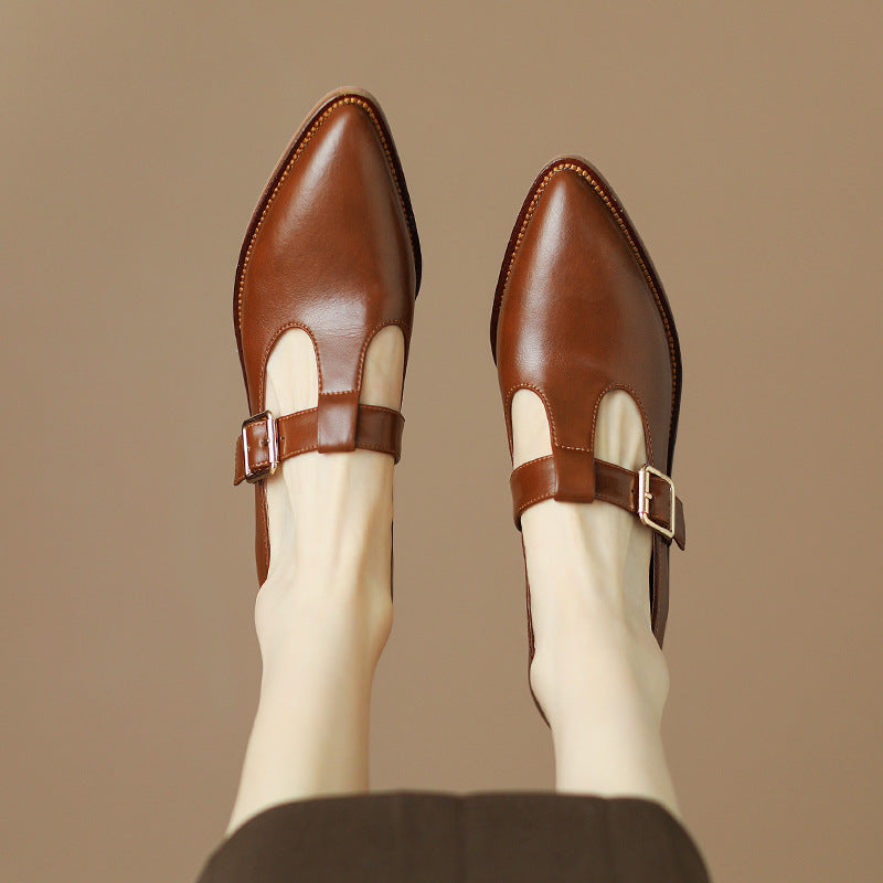 Chaussures britanniques en cuir souple à talons épais