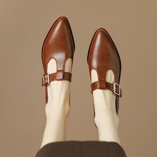 Chaussures britanniques en cuir souple à talons épais