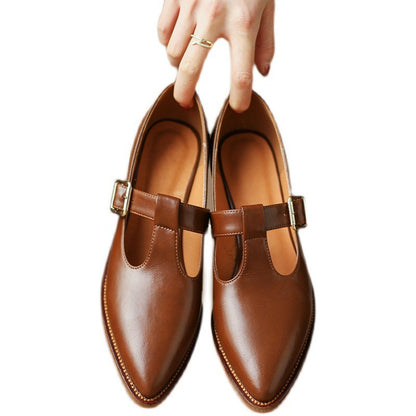 Chaussures britanniques en cuir souple à talons épais