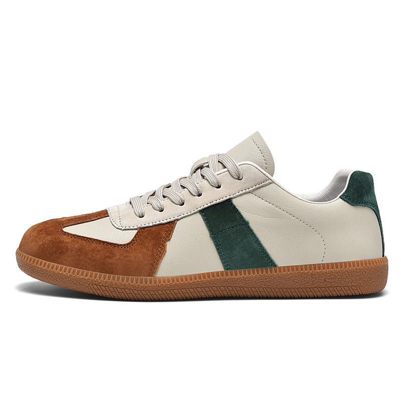 Chaussures sport rétro en cuir de porc et toile japonaise , style décontracté