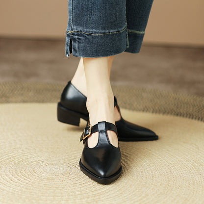 Chaussures britanniques en cuir souple à talons épais